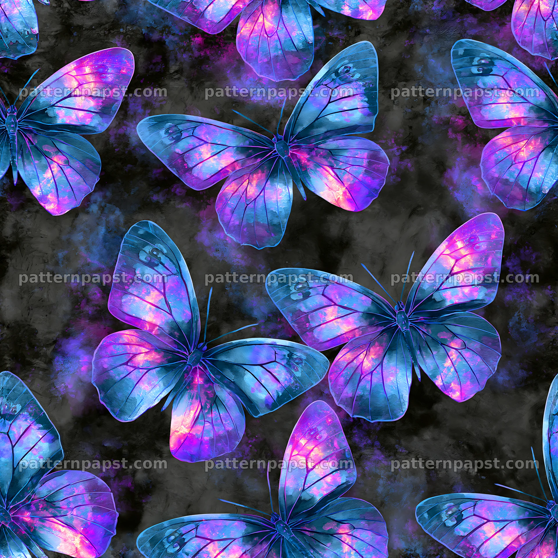 Watercolor butterfly seamless pattern in vibrant colors — seamless tileable pattern
