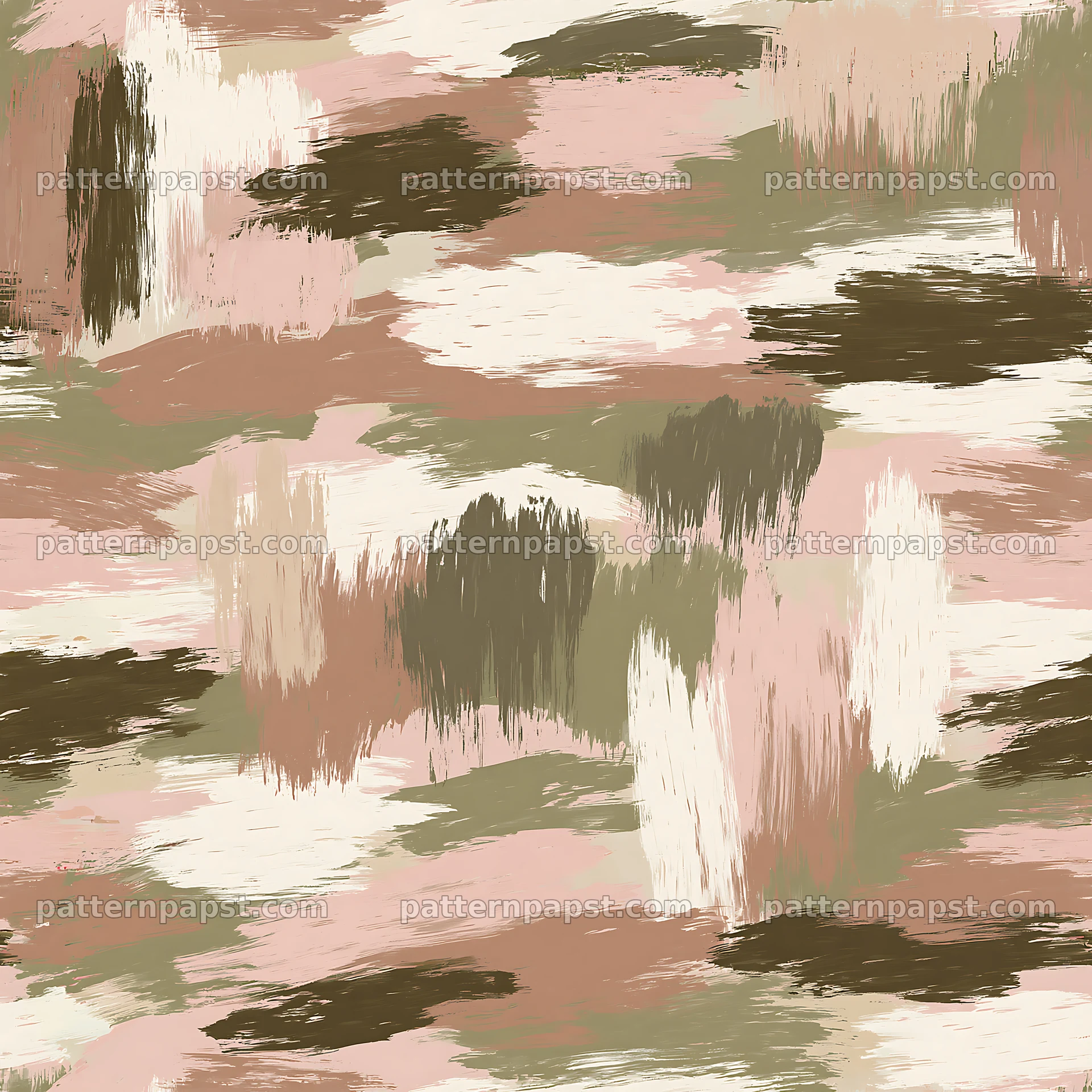 Seamless woodland camouflage brushstroke pattern in muted tones — seamless tileable pattern