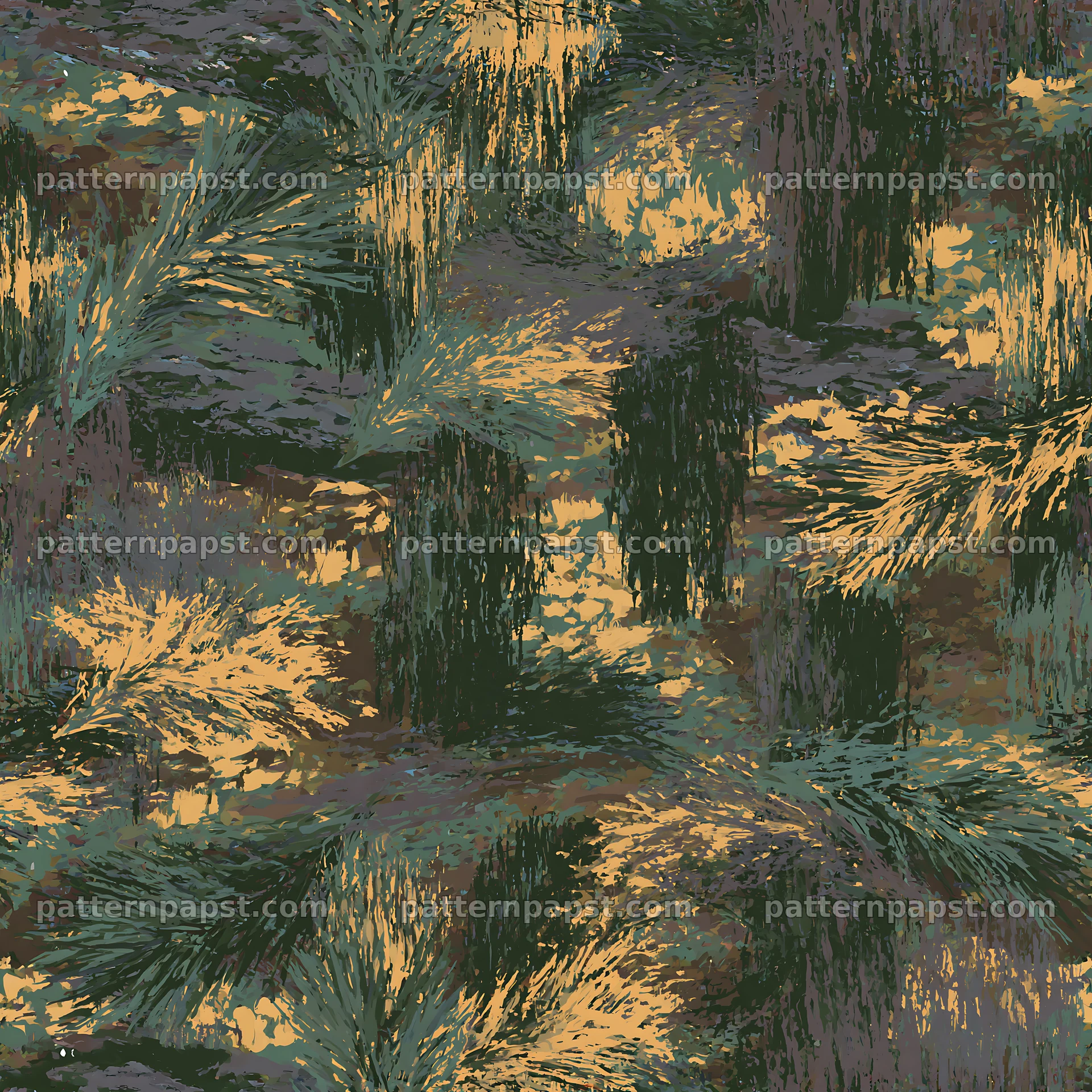 Seamless woodland camouflage brushstroke pattern in earthy tones — seamless tileable pattern