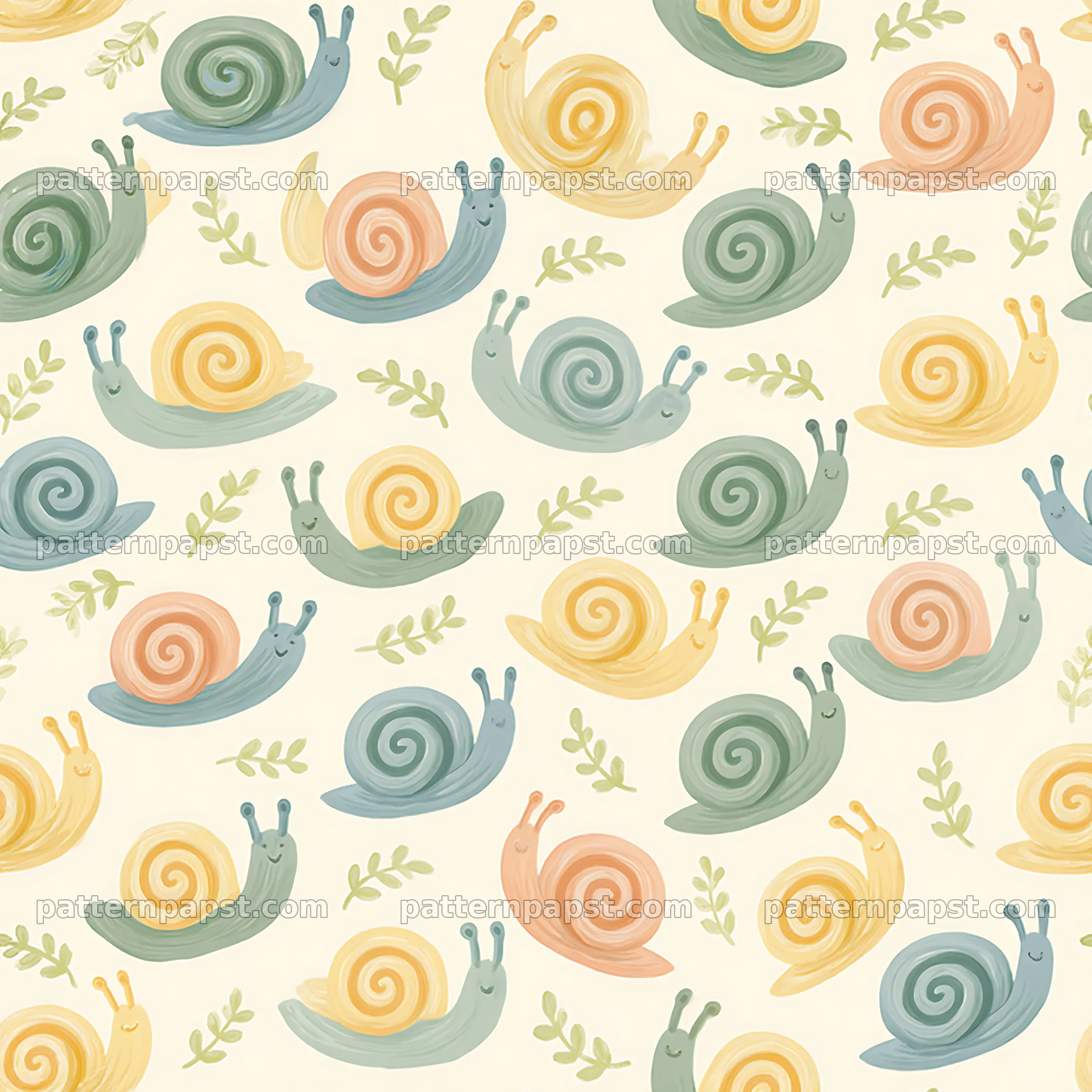 Seamless snail pattern for nursery fabric — seamless tileable pattern
