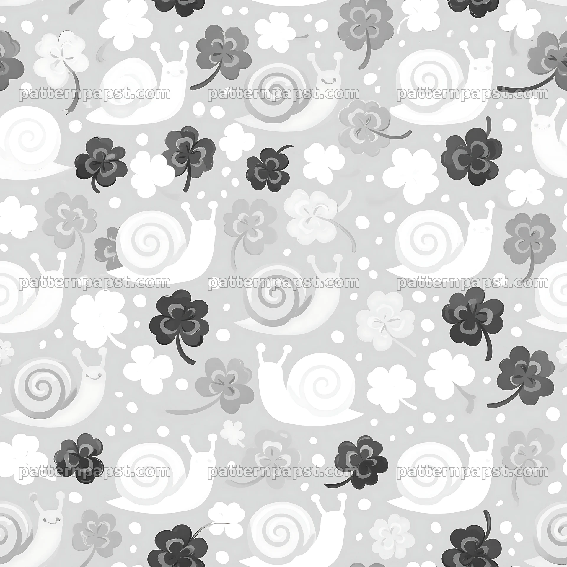 Seamless pattern of snails and clover leaves — seamless tileable pattern