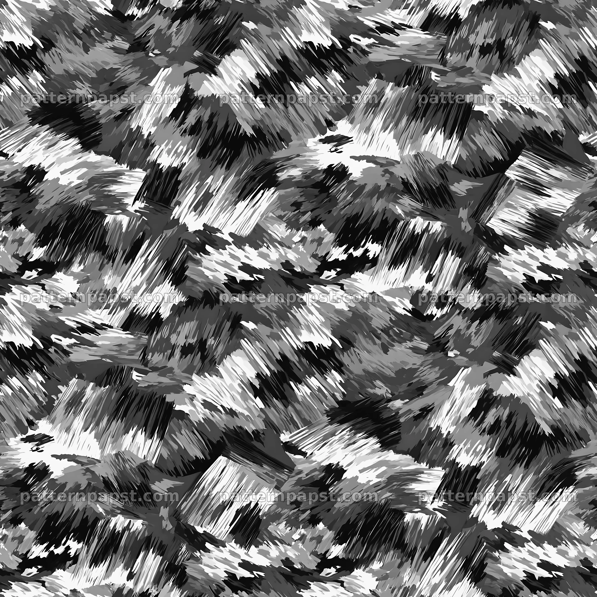 Seamless abstract camouflage brushstroke pattern in black and white — seamless tileable pattern