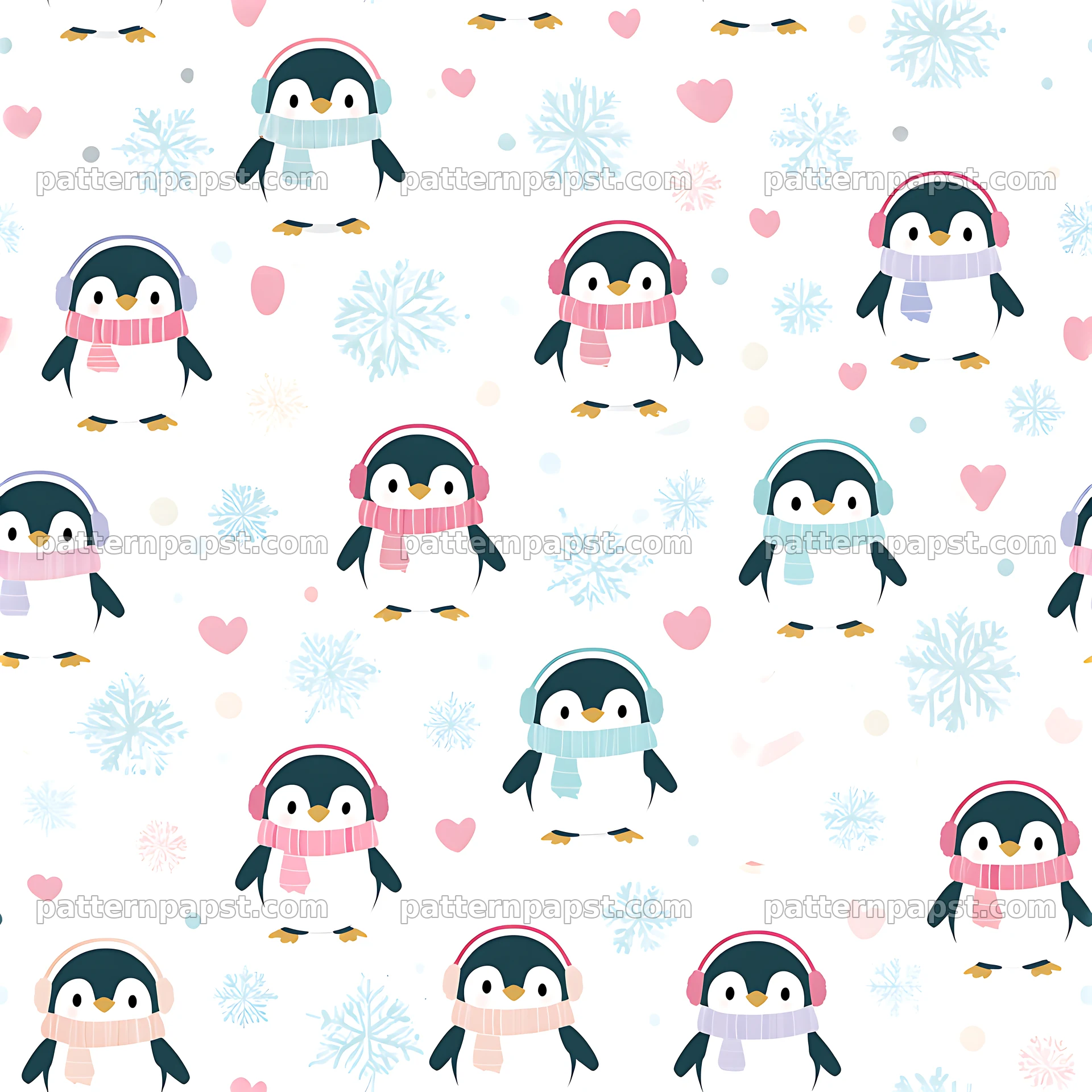 Cute penguin seamless pattern for kids featuring cheerful penguins — seamless tileable pattern