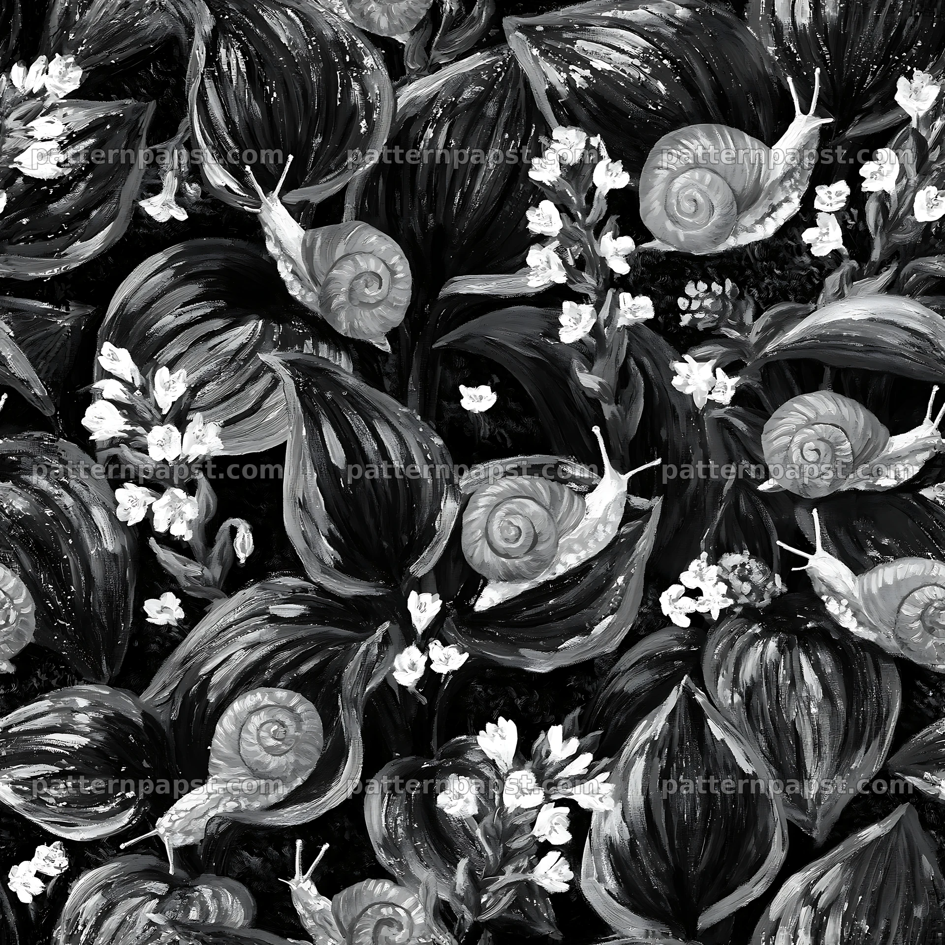 Red garden snail repeat pattern for textiles — seamless tileable pattern