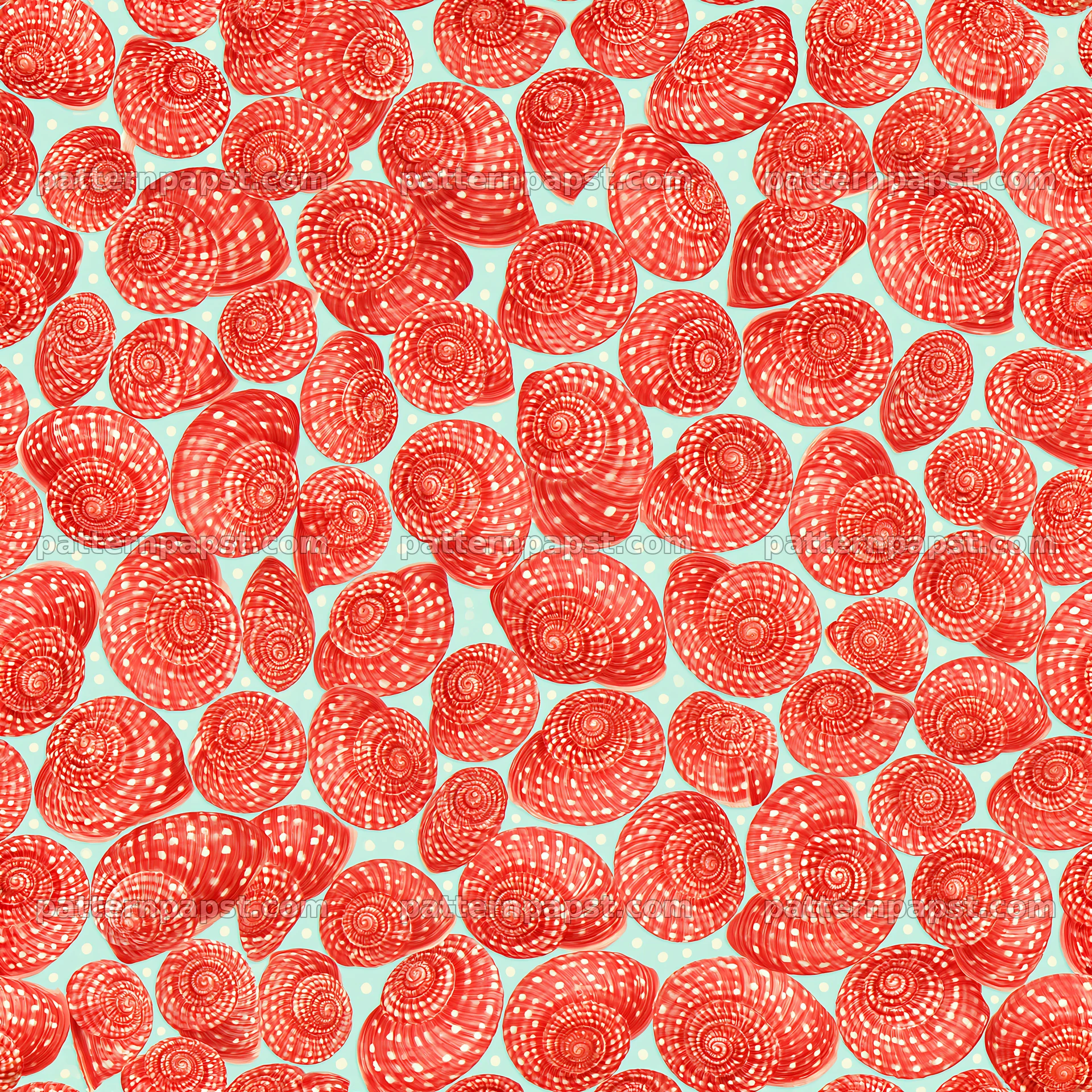 Red snail spiral shell seamless pattern for fabric and wallpaper — seamless tileable pattern
