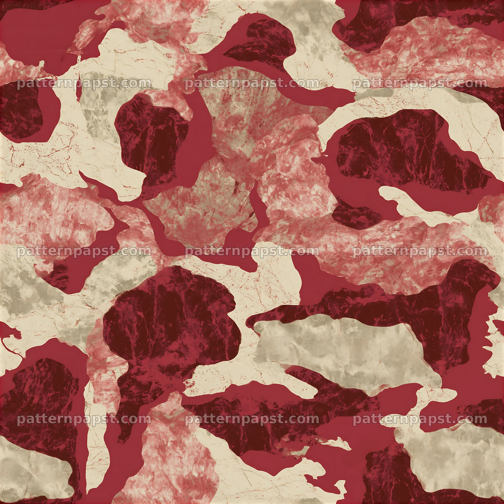 Red marbled camouflage seamless pattern features unusual shapes — seamless tileable pattern