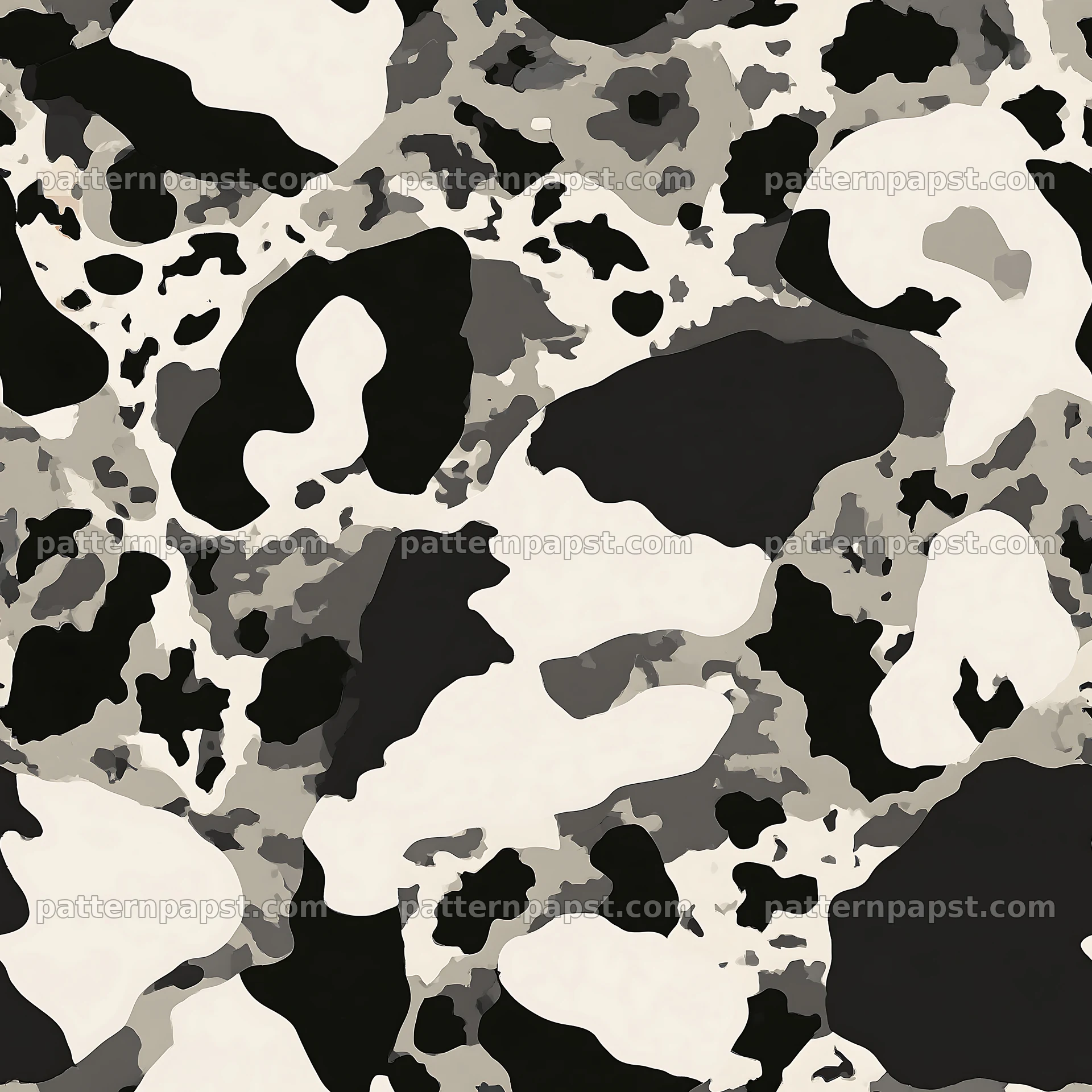 Black and white camouflage rugged textile repeat pattern — seamless tileable pattern