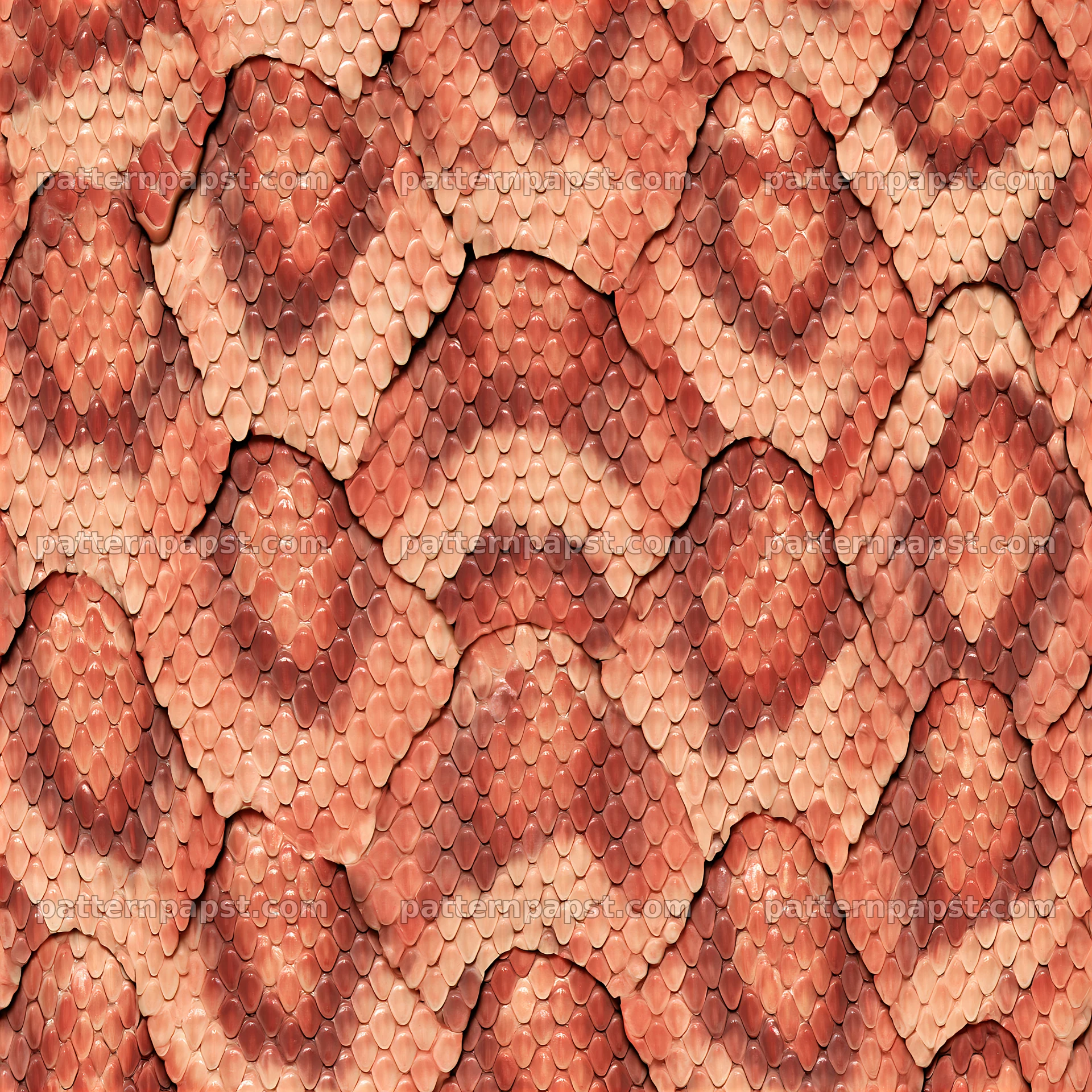 Seamless realistic snake scale texture on warm earthy background — seamless tileable pattern