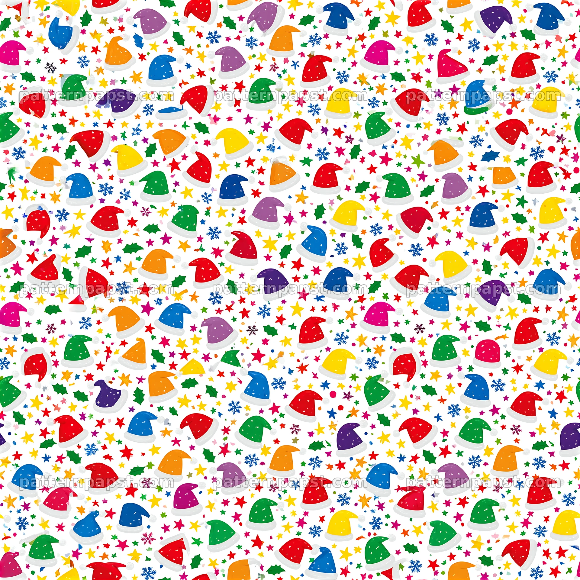 Colorful Christmas seamless pattern with Santa hats — seamless tileable pattern