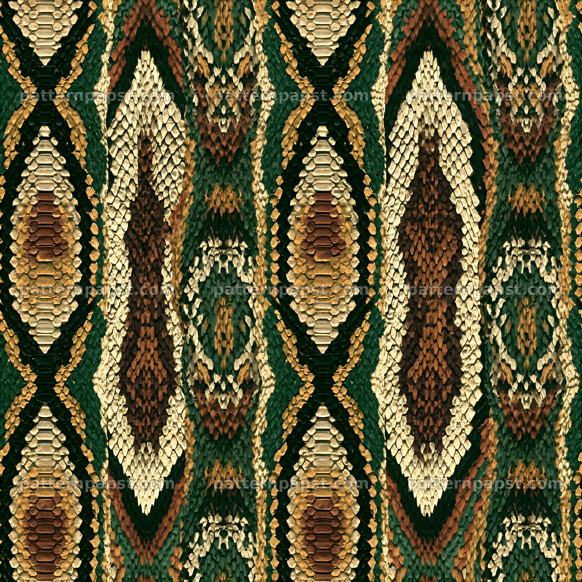 Seamless banded snake skin pattern with earthy tones and unique shapes — seamless tileable pattern
