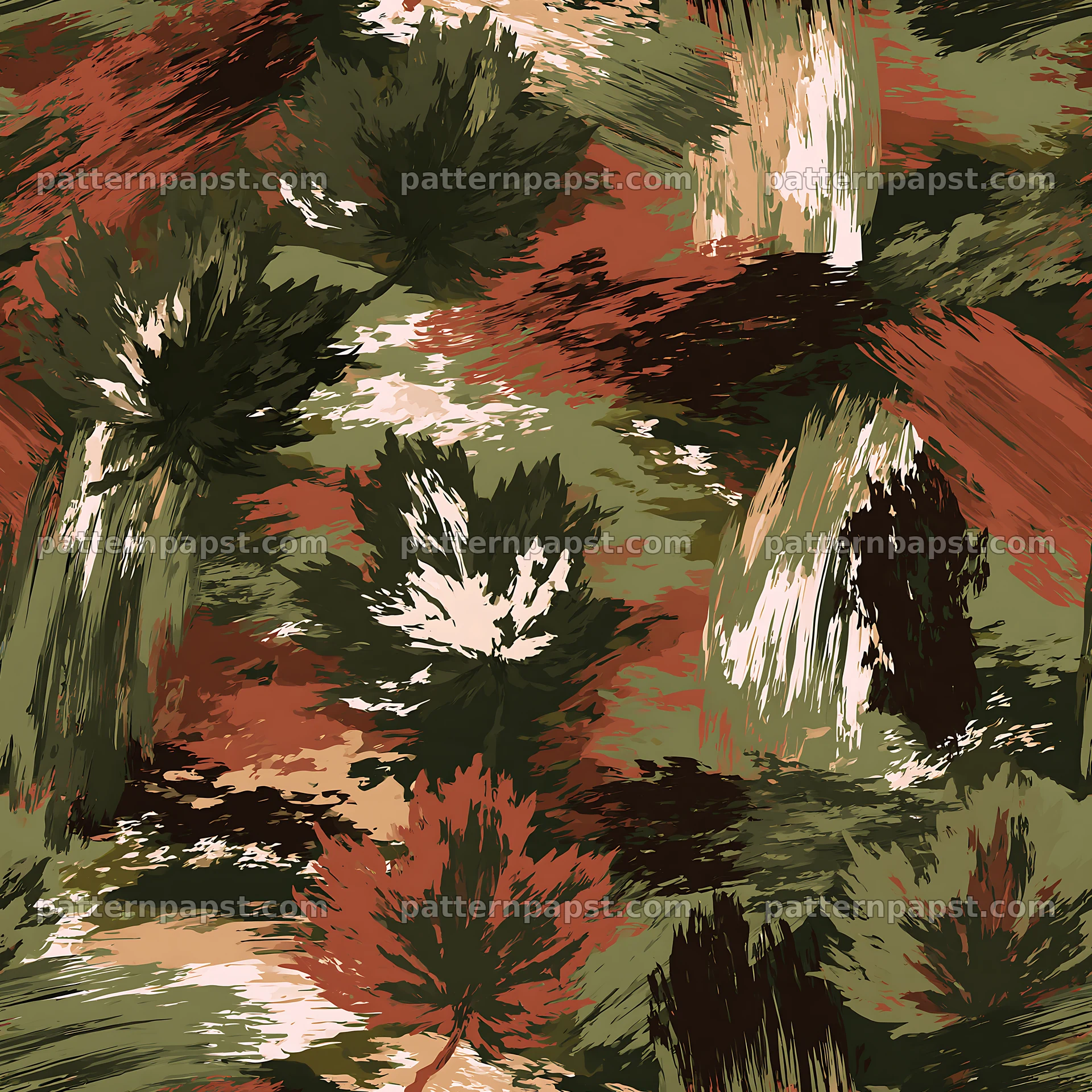 Seamless woodland camouflage brushstroke pattern for textiles — seamless tileable pattern