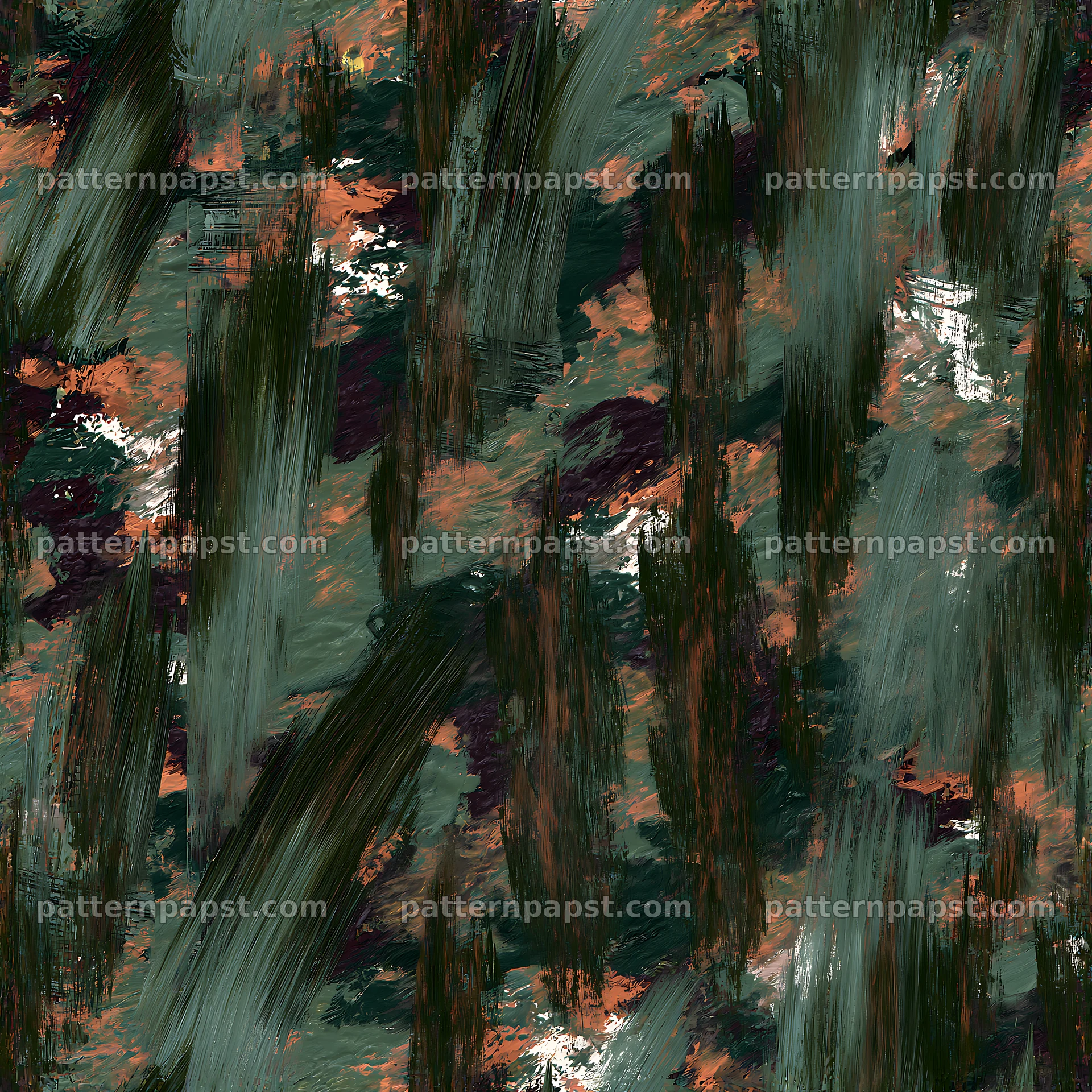 Seamless woodland camouflage brushstroke pattern — seamless tileable pattern
