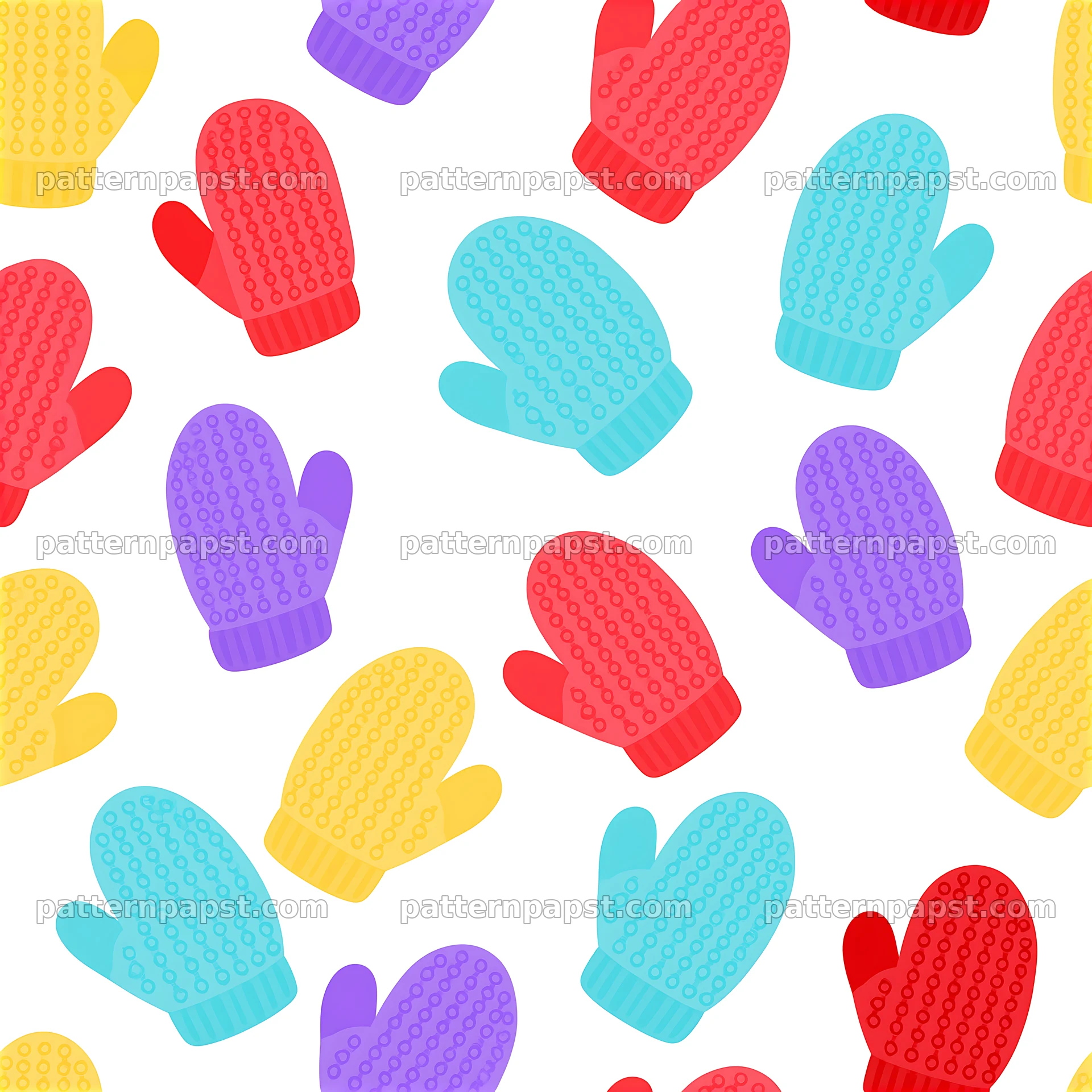 Colorful mitten seamless pattern for kids with various bright colors — seamless tileable pattern