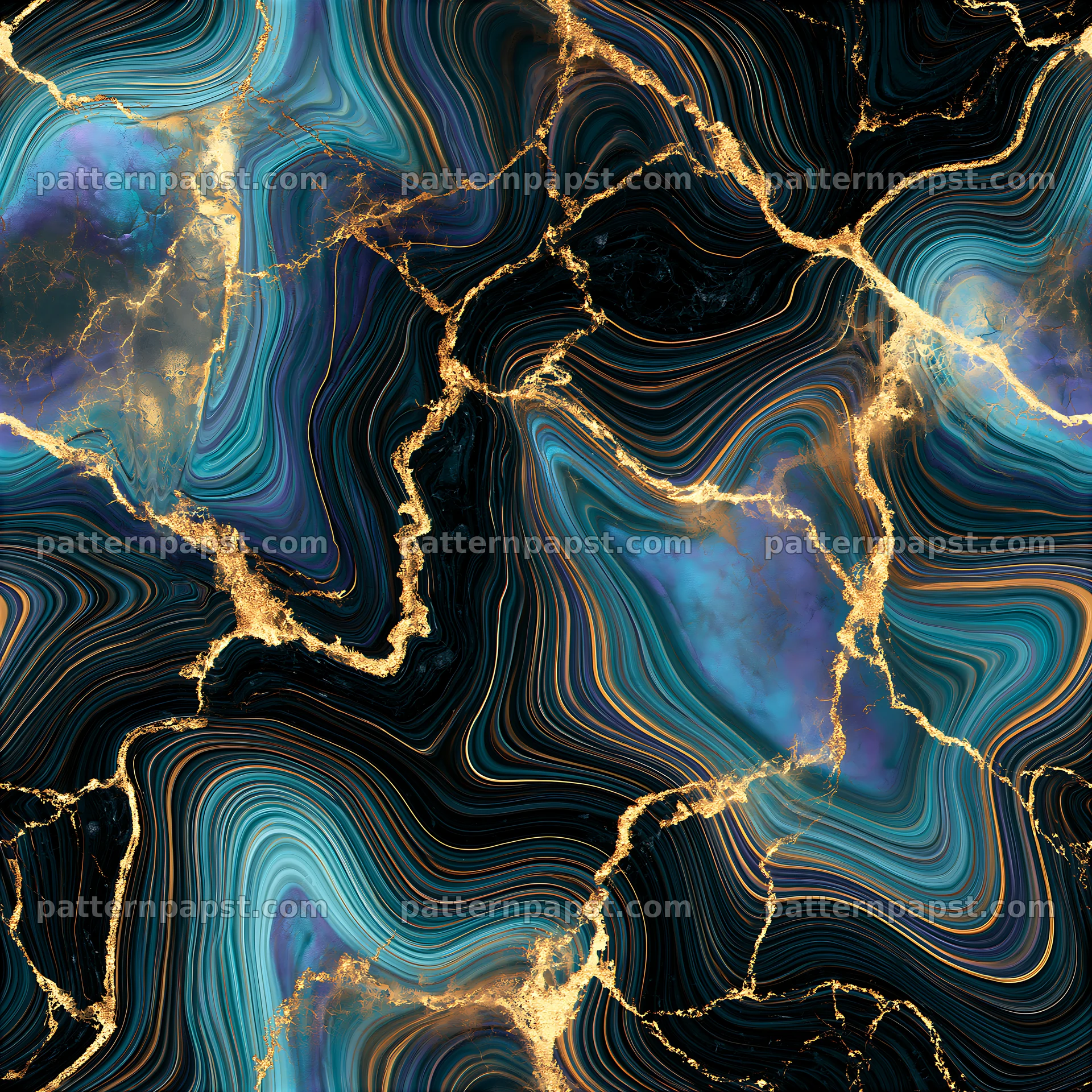Seamless iridescent marble pattern with gold veins — seamless tileable pattern