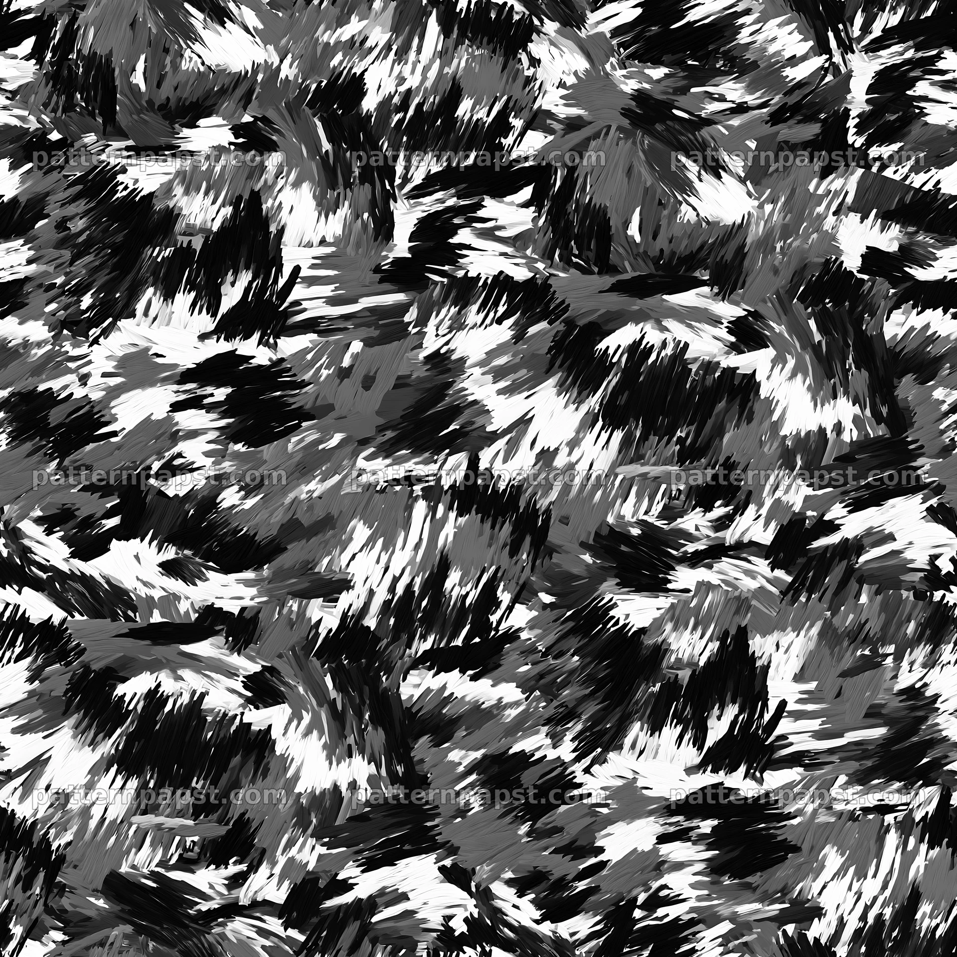 Seamless abstract camouflage brushstroke pattern in black and white — seamless tileable pattern