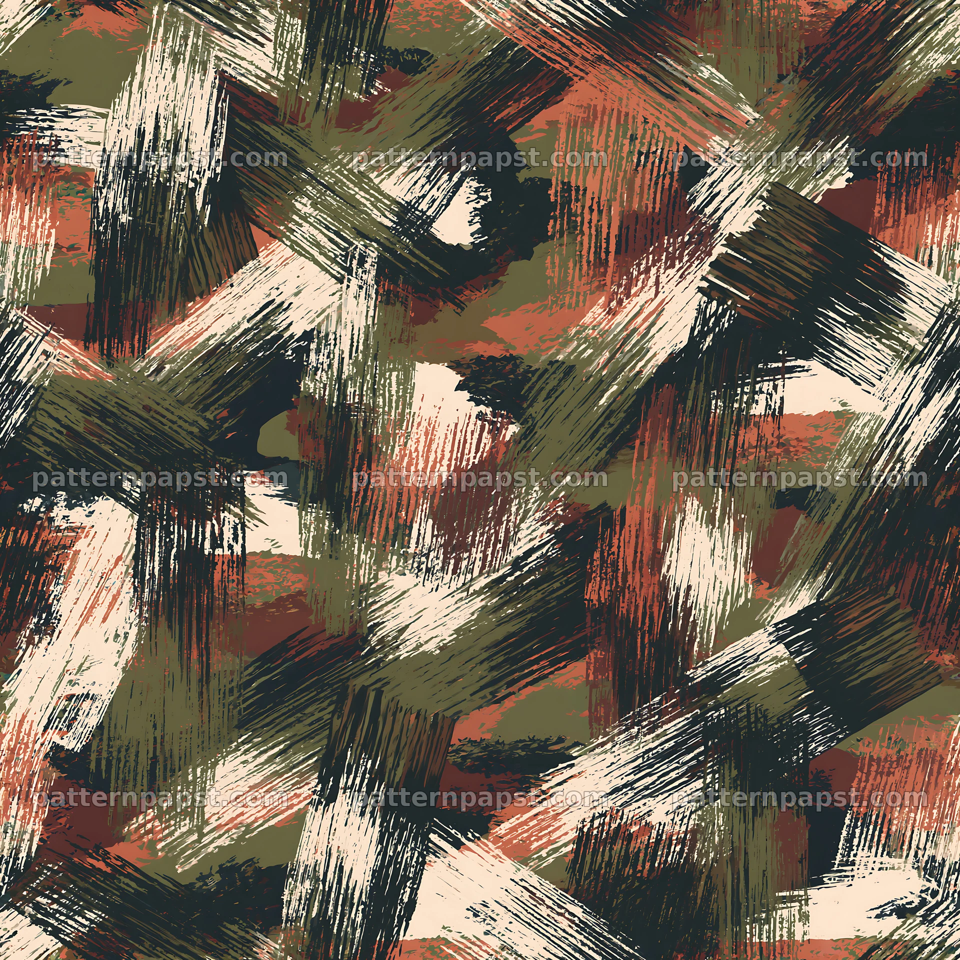 Seamless urban camouflage brushstroke pattern in earthy tones — seamless tileable pattern