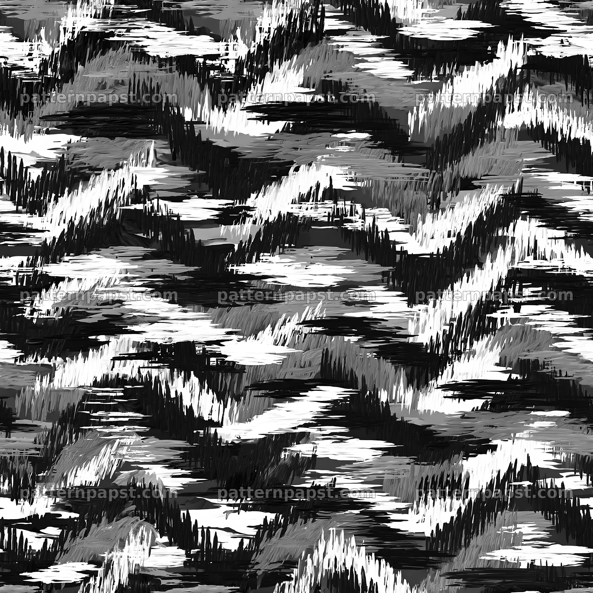 Seamless military camouflage brushstroke pattern in monochrome tones — seamless tileable pattern