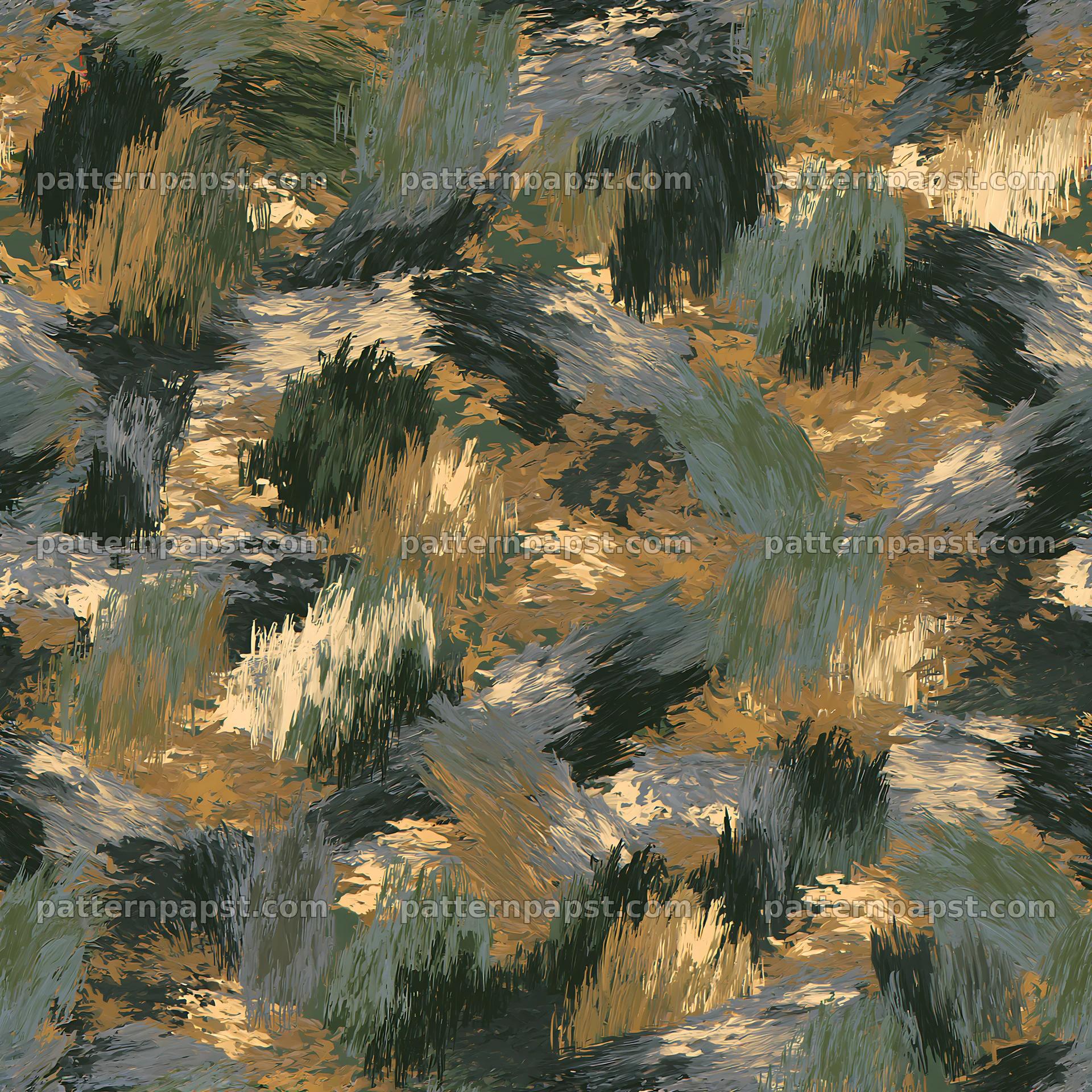 Seamless woodland camouflage brushstroke pattern design — seamless tileable pattern