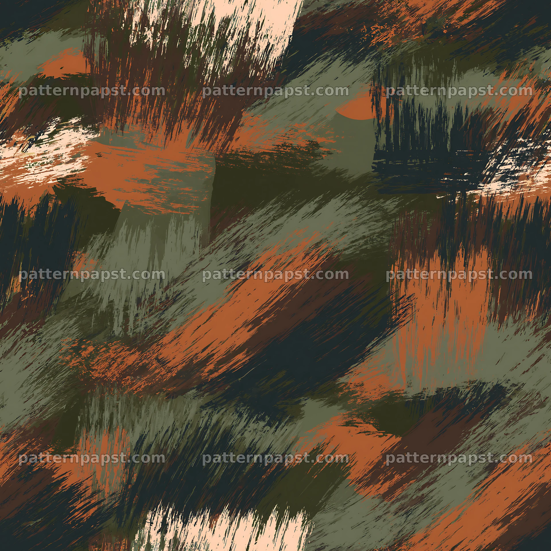 Seamless khaki camouflage brushstroke pattern for textiles — seamless tileable pattern