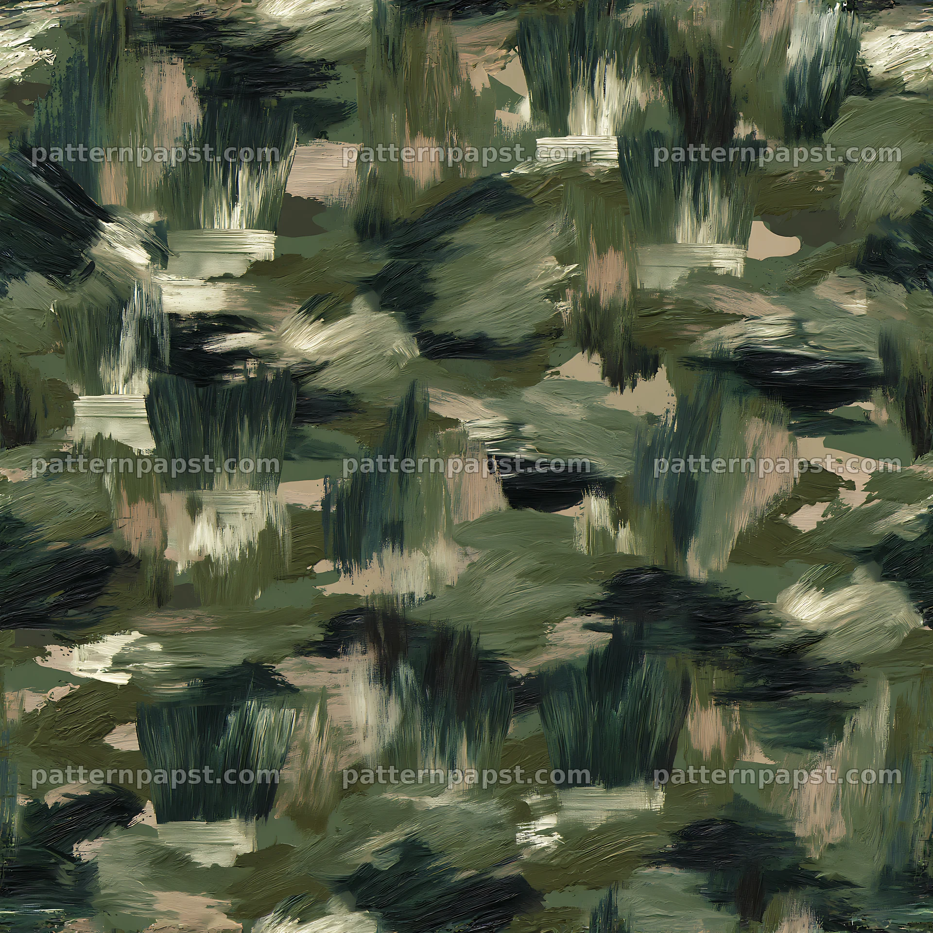 Seamless green camouflage brushstroke pattern for fabric and wallpaper — seamless tileable pattern