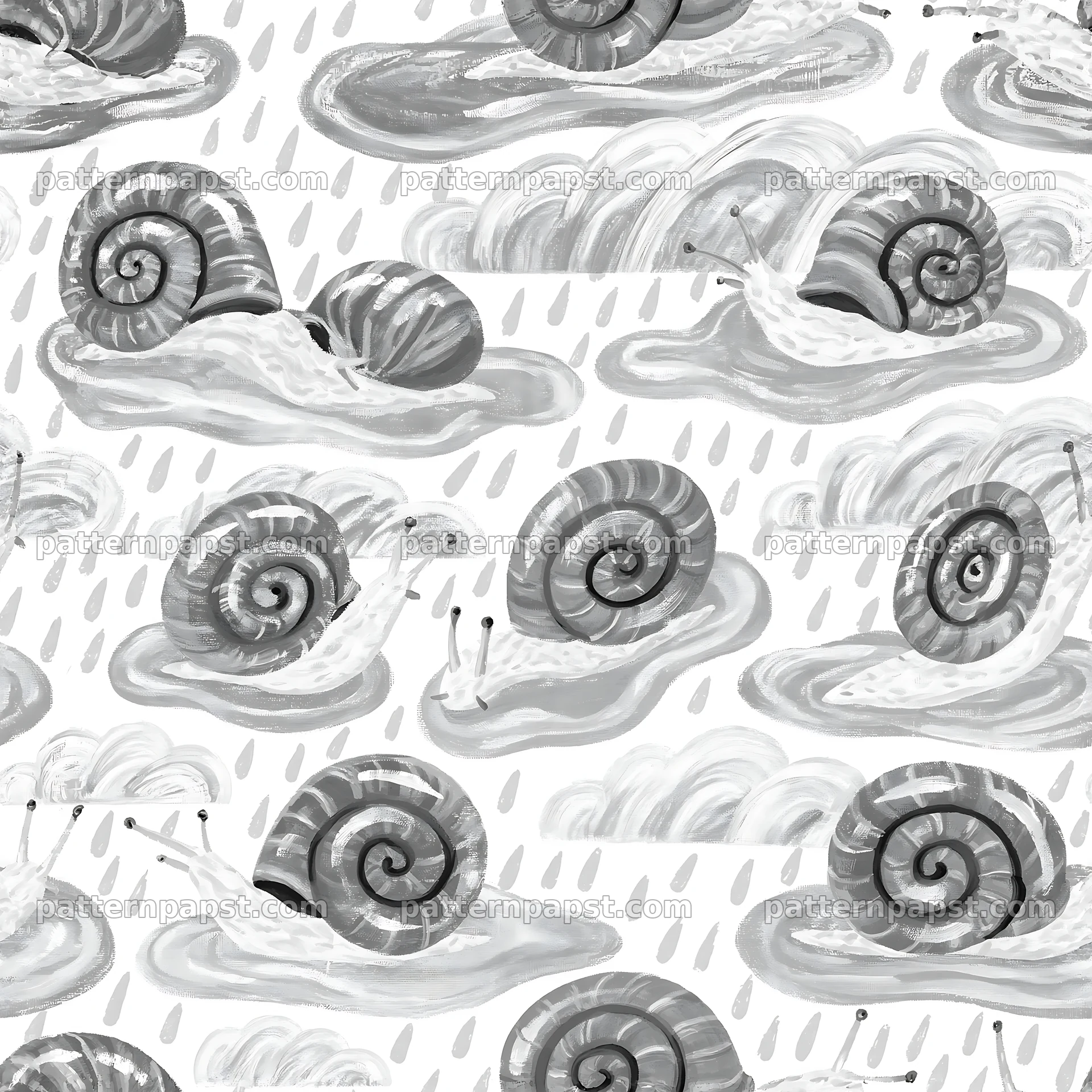 Red snail rainy day seamless pattern — seamless tileable pattern