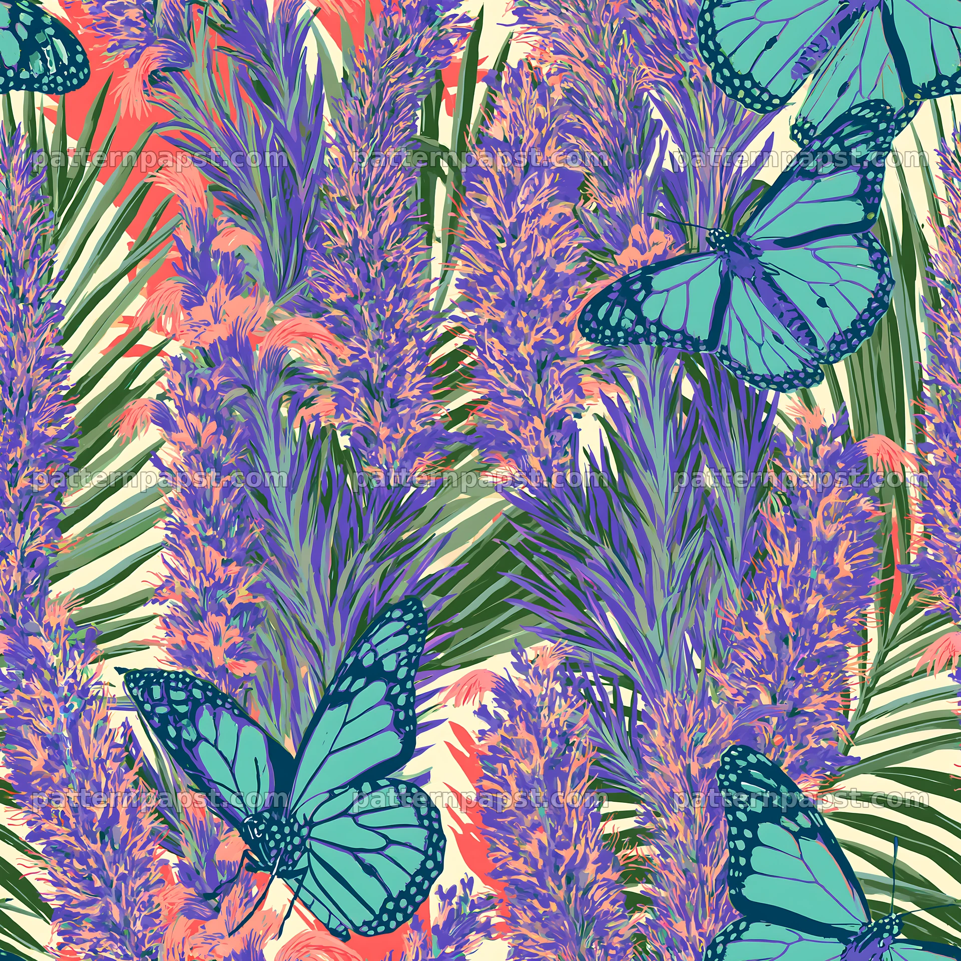 Butterfly and lavender seamless pattern for fabric and wallpaper — seamless tileable pattern