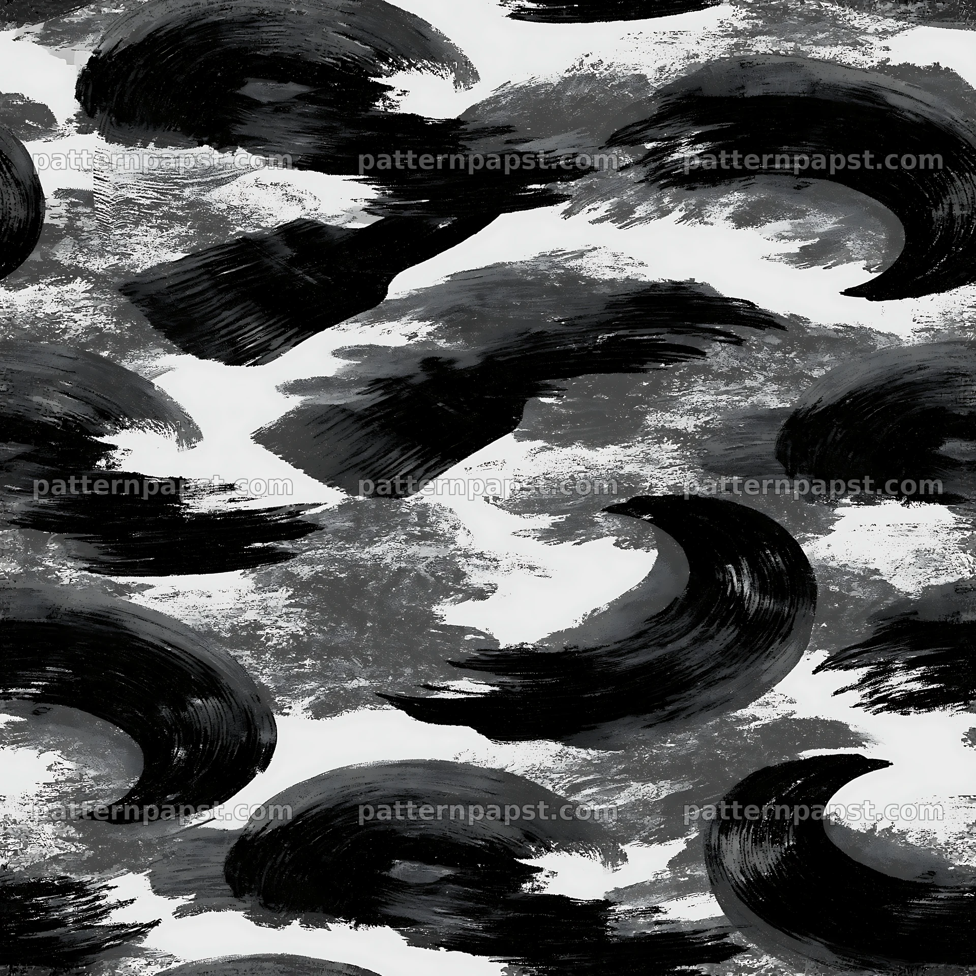 Seamless black camouflage brushstroke pattern for fabric and wallpaper — seamless tileable pattern