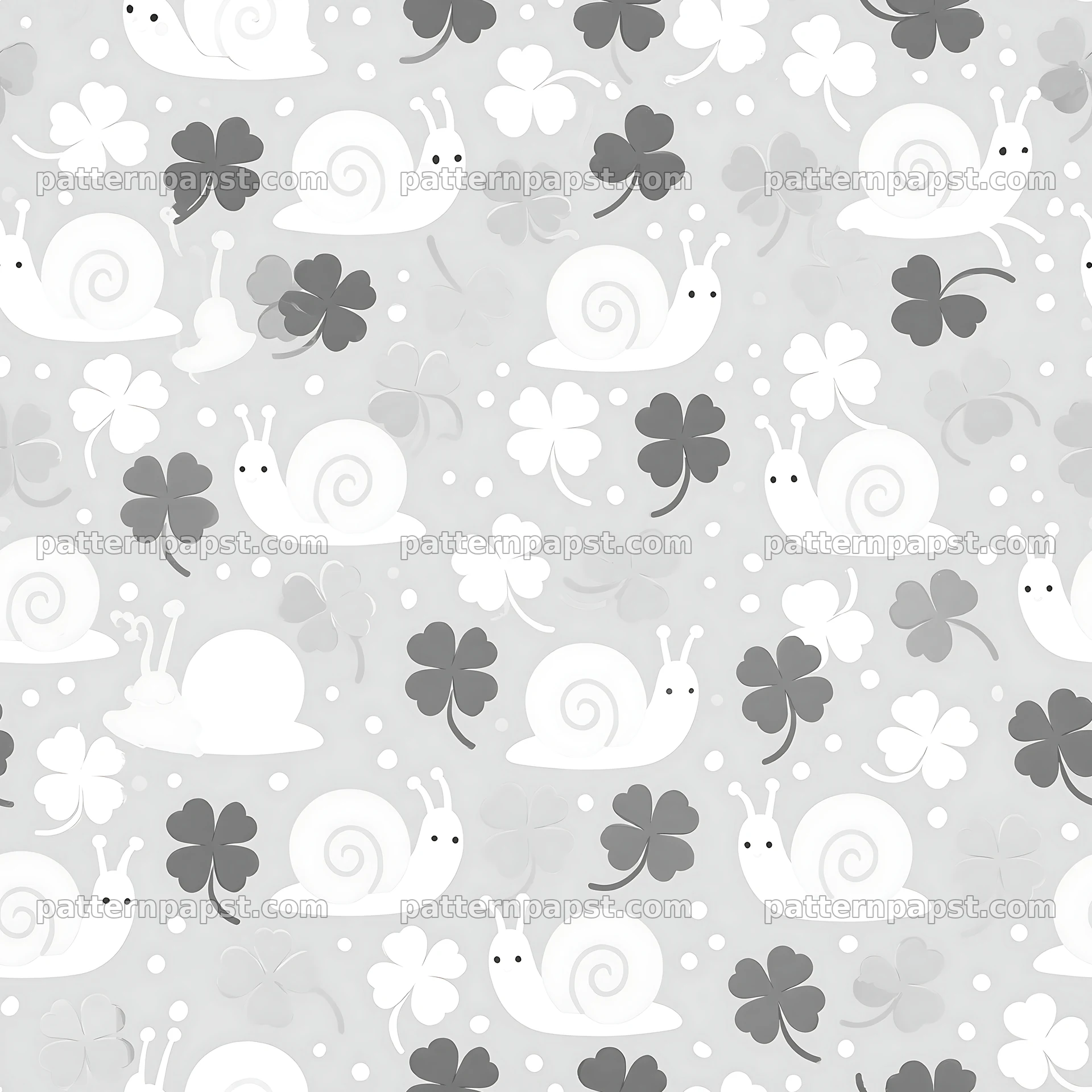 Seamless pattern of snails and clover leaves — seamless tileable pattern