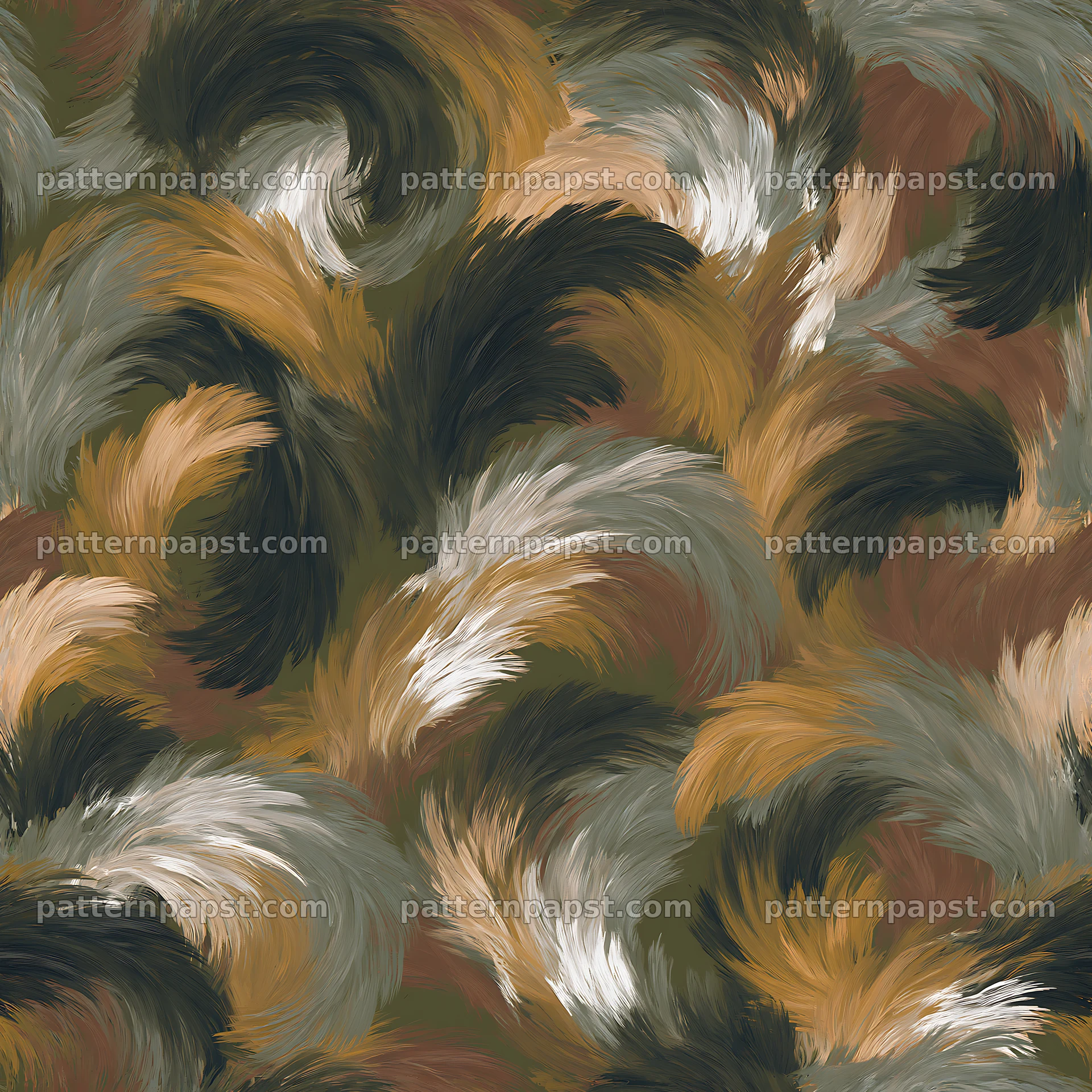 Seamless woodland camouflage brushstroke pattern design — seamless tileable pattern