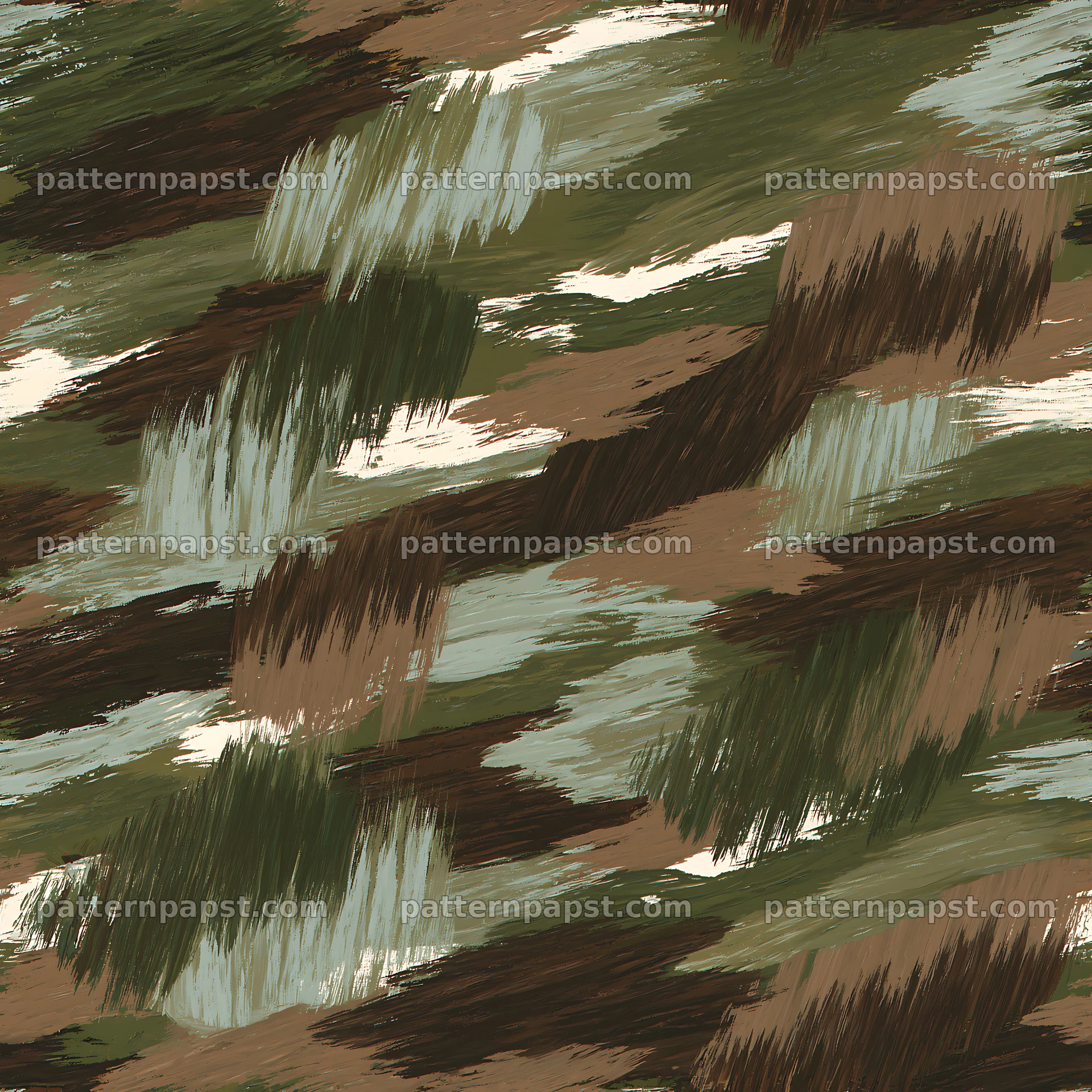 Seamless woodland camouflage brushstroke pattern for textile use — seamless tileable pattern