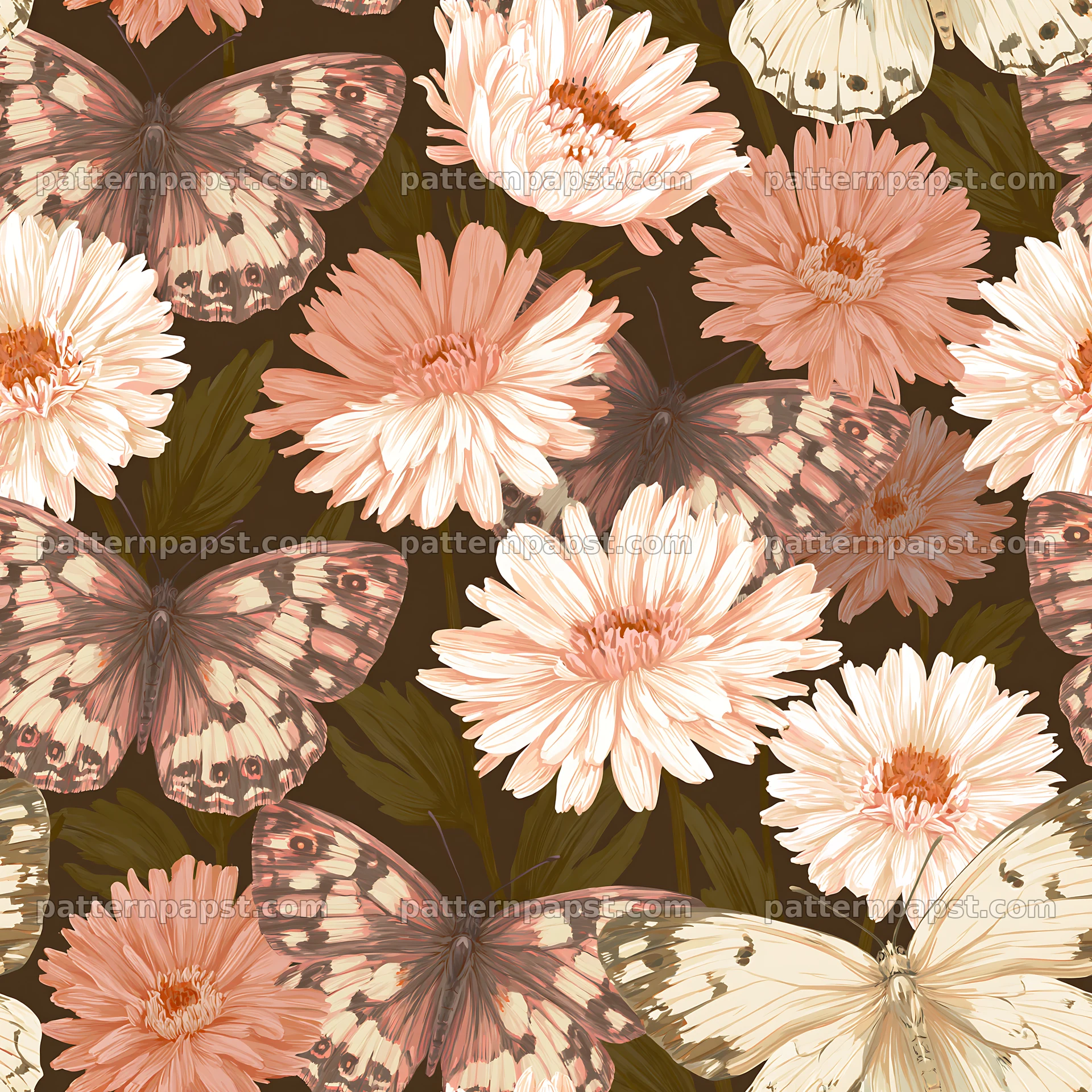 Butterfly and daisy seamless pattern for fabric and wallpaper — seamless tileable pattern