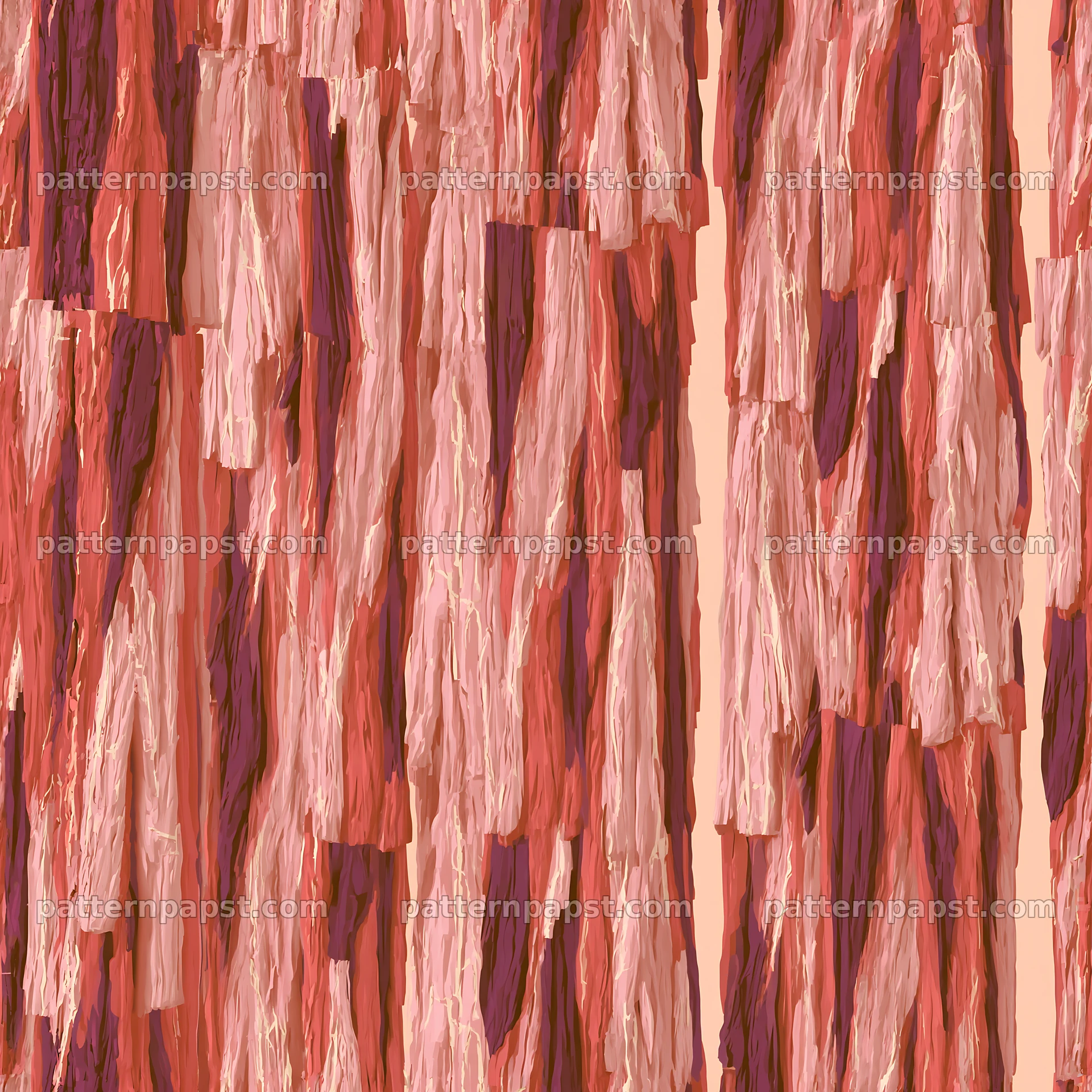Seamless vertical bark repeat pattern in shades of pink and brown — seamless tileable pattern