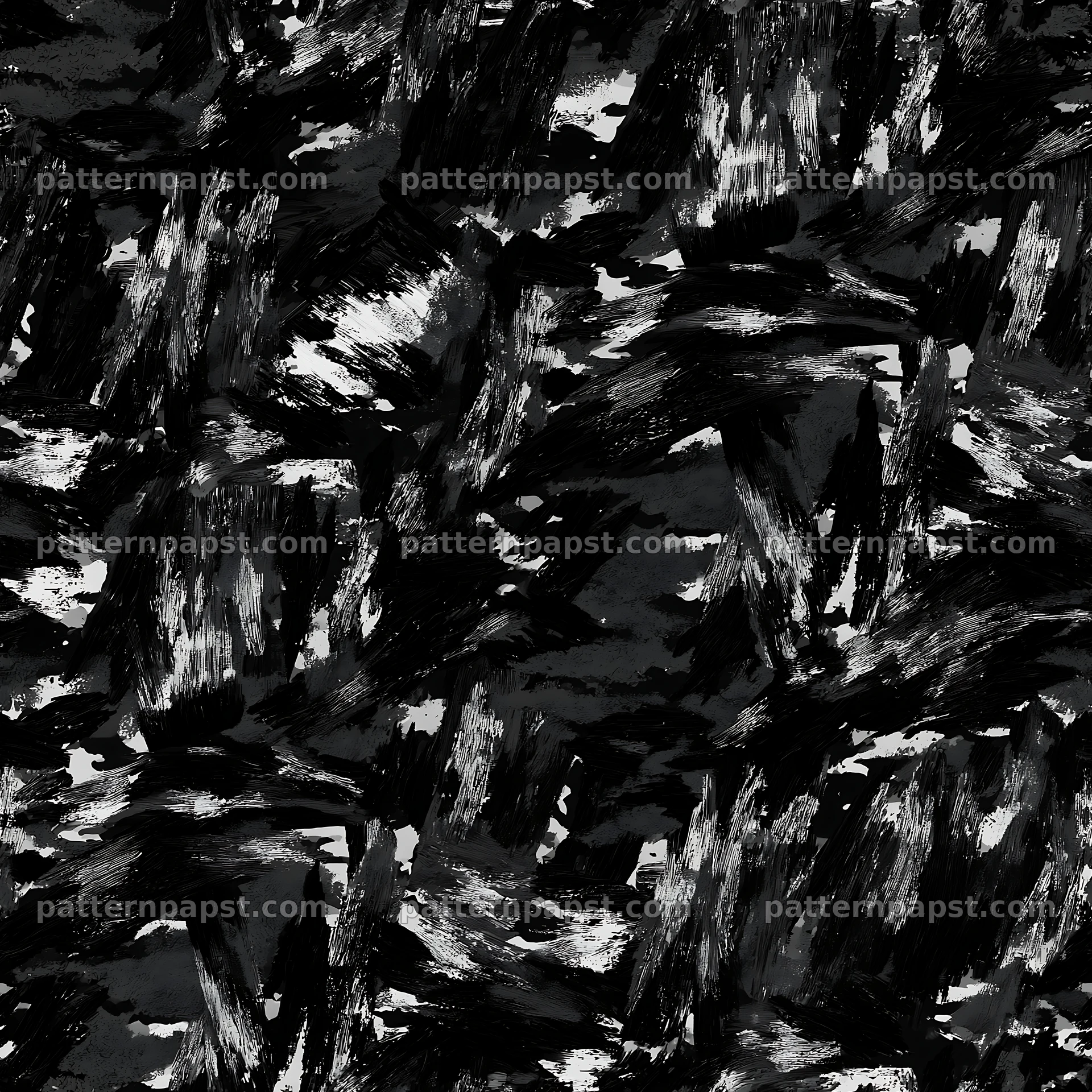 Seamless black camouflage brushstroke pattern design — seamless tileable pattern