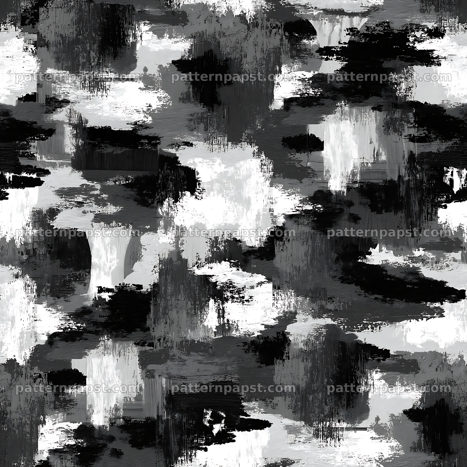 Seamless urban camouflage brushstroke pattern in black and white — seamless tileable pattern
