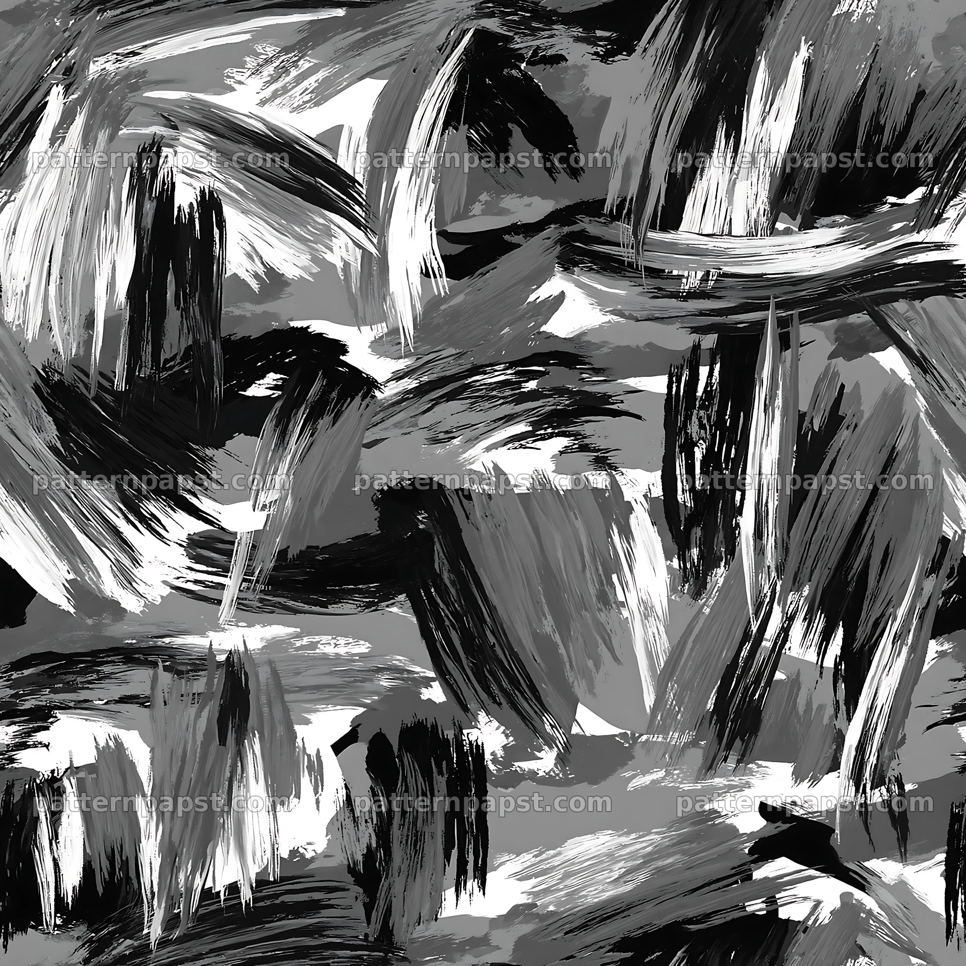 Seamless camouflage brushstroke pattern in black and white — seamless tileable pattern