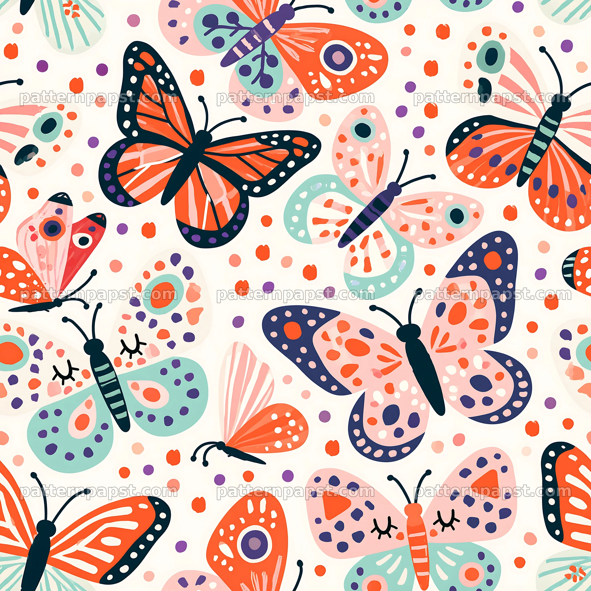 Cartoon butterfly seamless pattern for fabric and wallpaper — seamless tileable pattern
